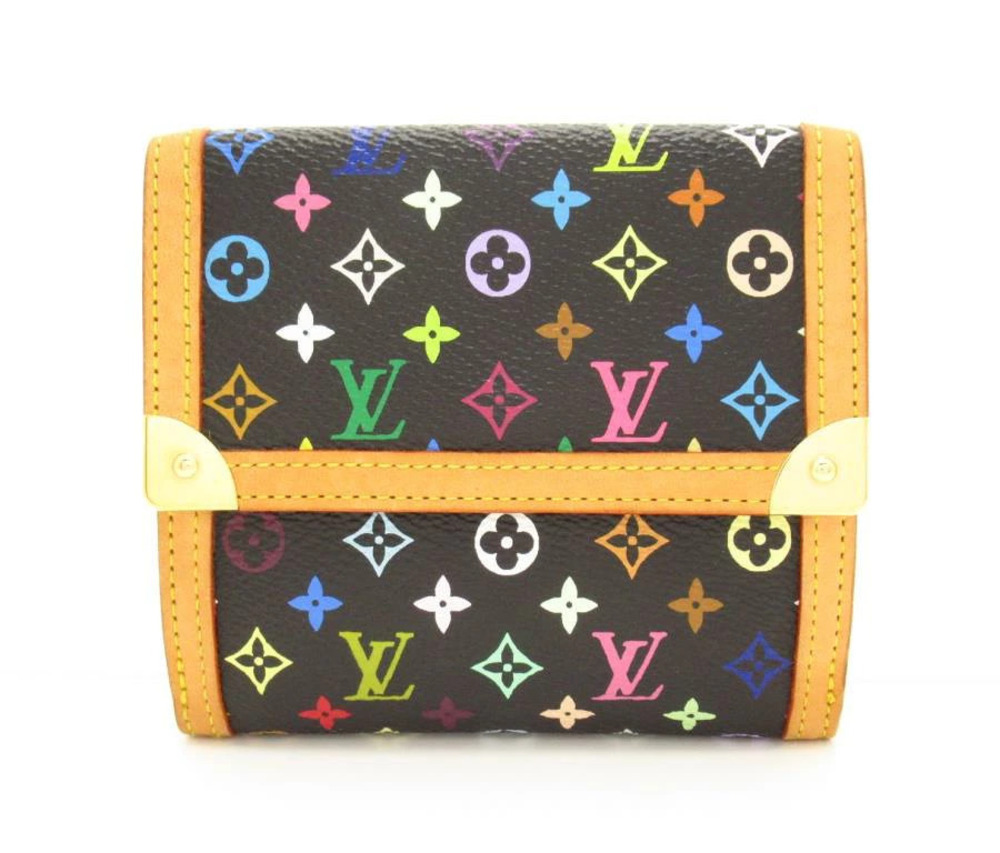 LOUIS VUITTON Wallet Portemonnaie Billet Carte Credit Multicolor Noir Black